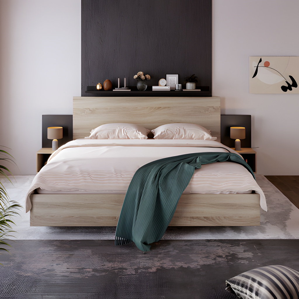 Doppelbett "SONEMA" – 160 × 200 cm mit Nachttischen