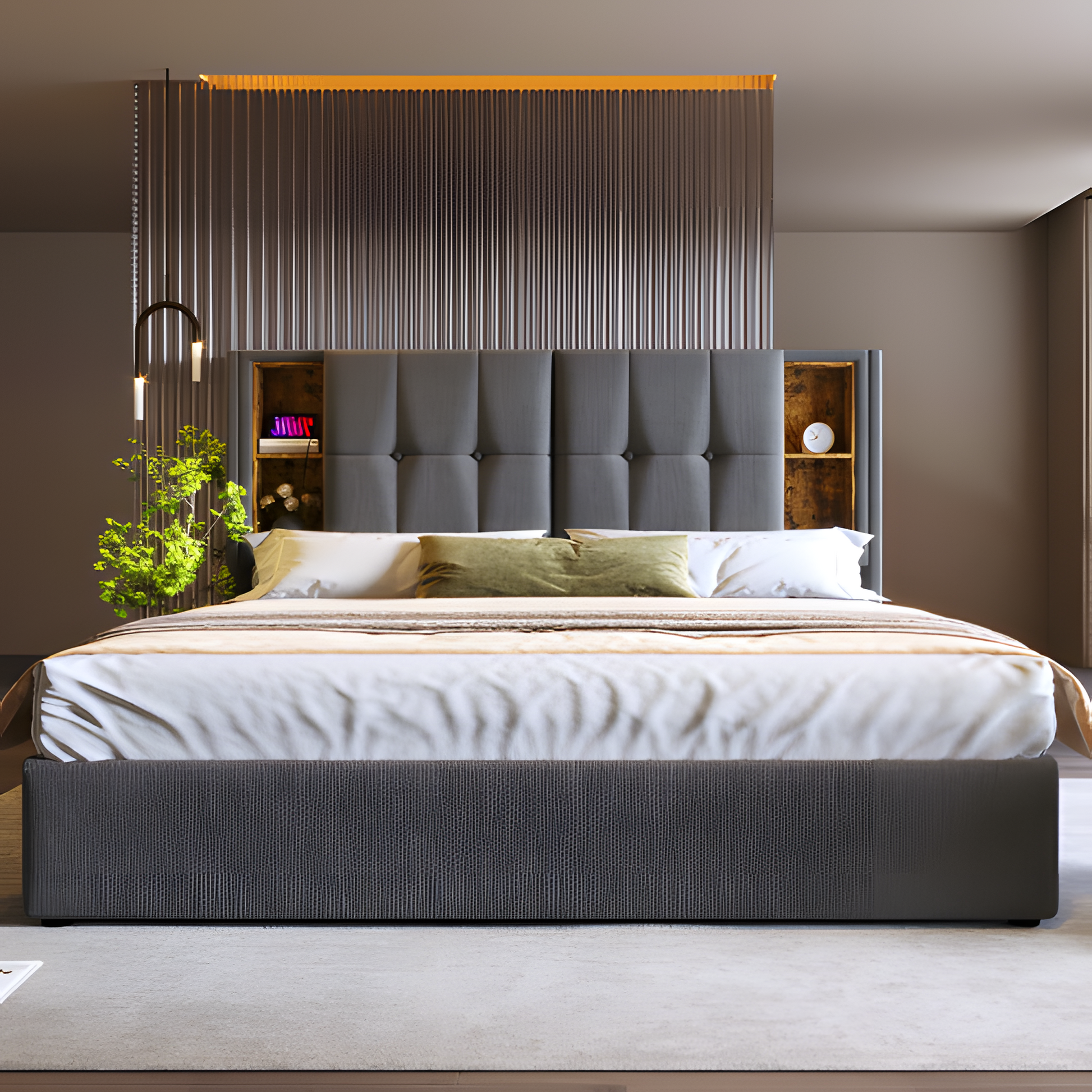 Polsterbett „Helena“ – 180x200 cm mit kabellosem Laden & USB-C