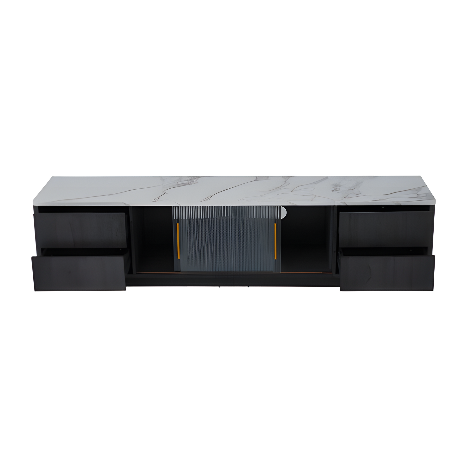 TV-Lowboard „Marno“ – Grau mit Marmoroptik | 160 × 40 × 44,5 cm für Fernseher bis 70"