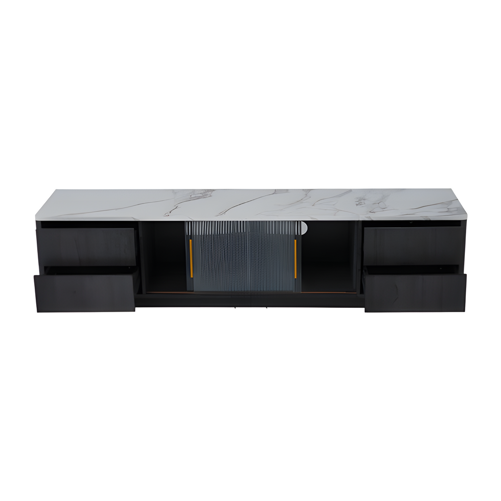 TV-Lowboard „Marno“ – Grau mit Marmoroptik | 160 × 40 × 44,5 cm für Fernseher bis 70"