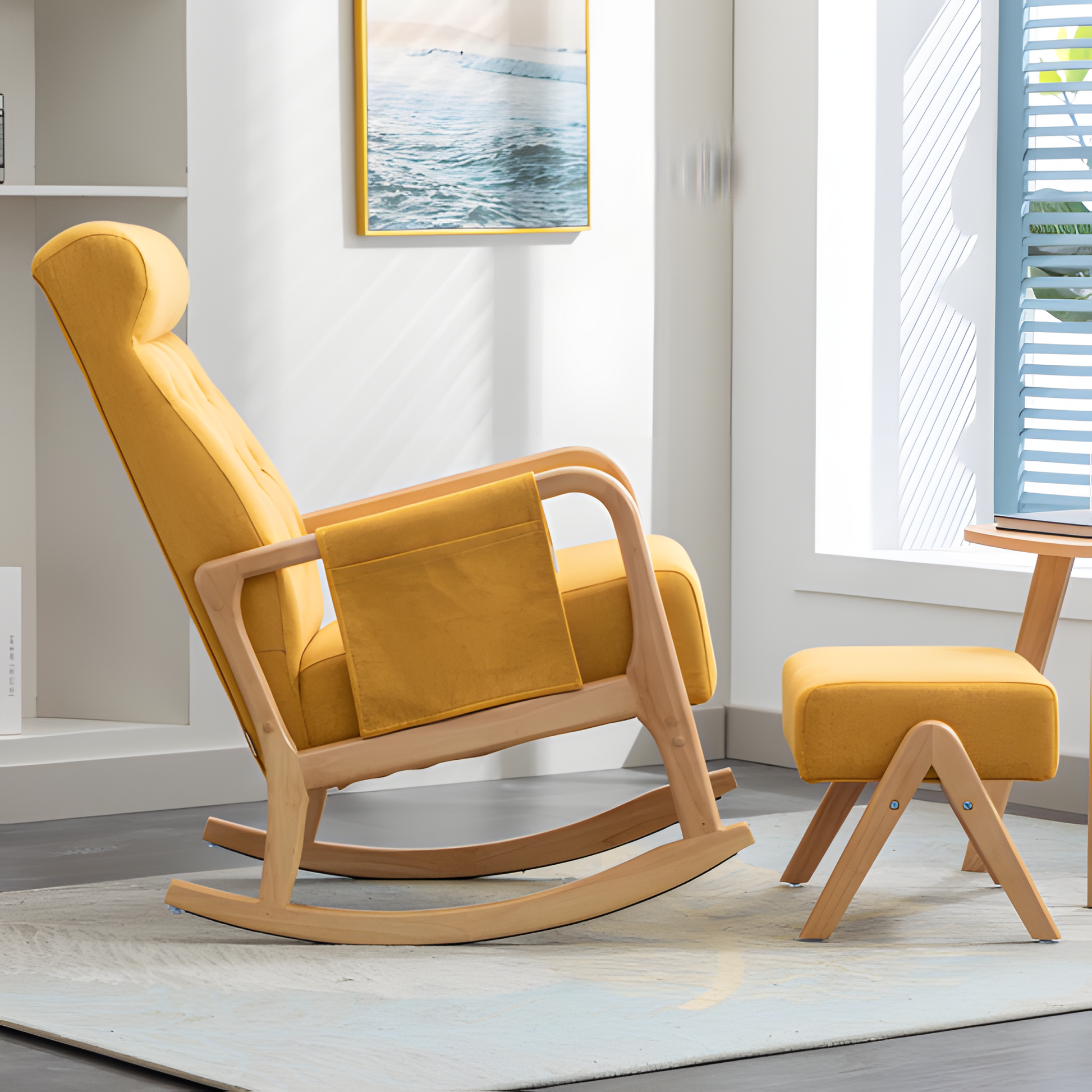 COOLMORE Schaukelstuhl mit Hocker – Komfort & Stil in sonnigem Gelb