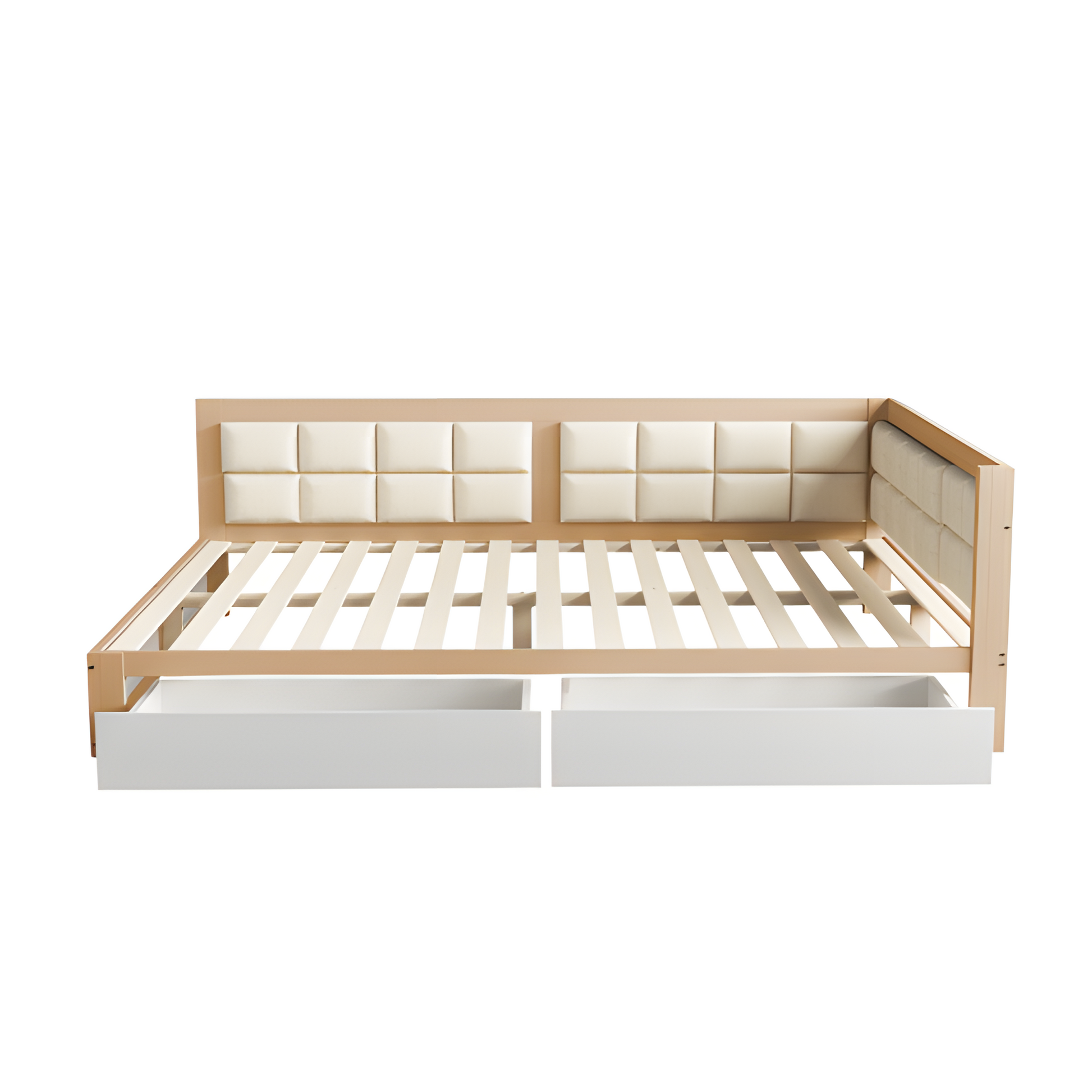 "LIVELIA" Schlafsofa 140×200 cm mit weicher Rückenlehne und Stauraum – Weiß