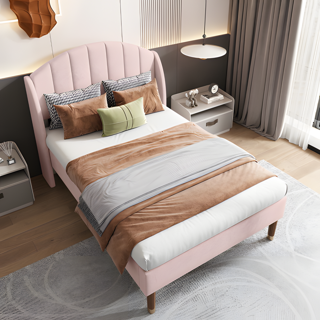 „ROSALIA“ – Polsterbett 90×200 mit Lattenrost & gepolstertem Kopfteil