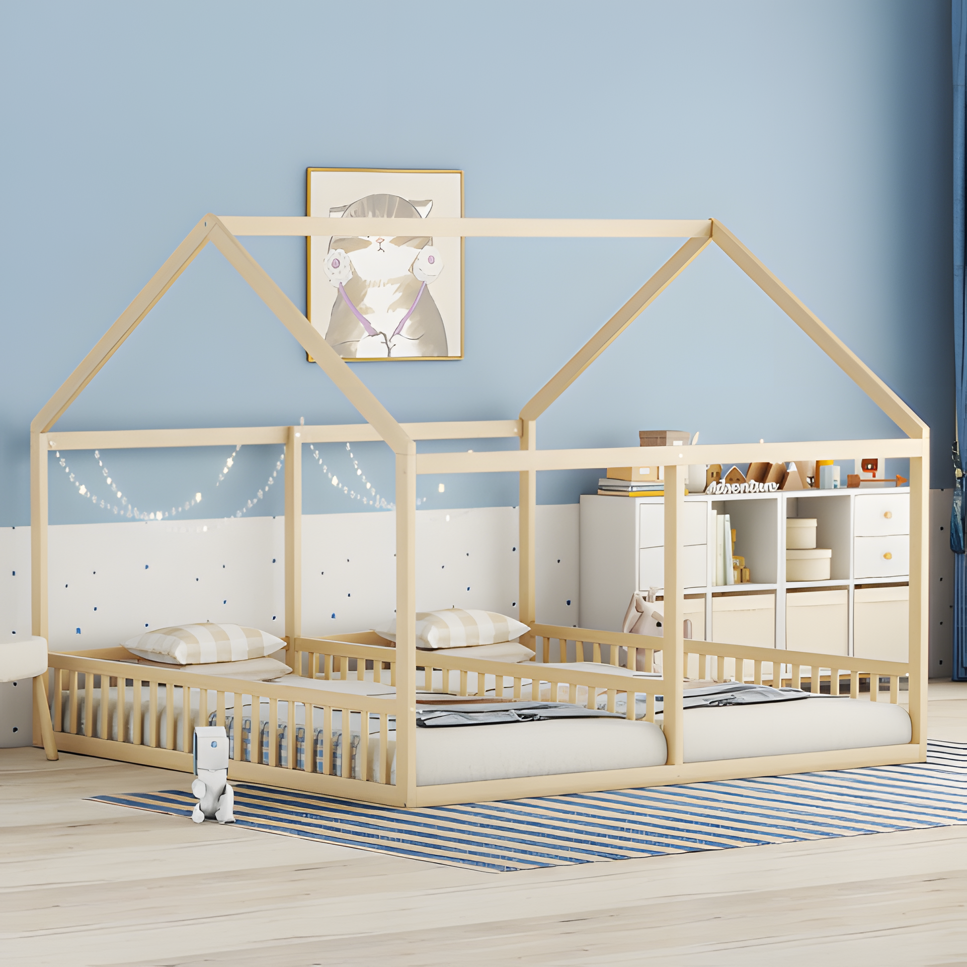 Kinderbett "DOPPELTRAUM" – Hausbett 2-in-1 aus Kiefernholz