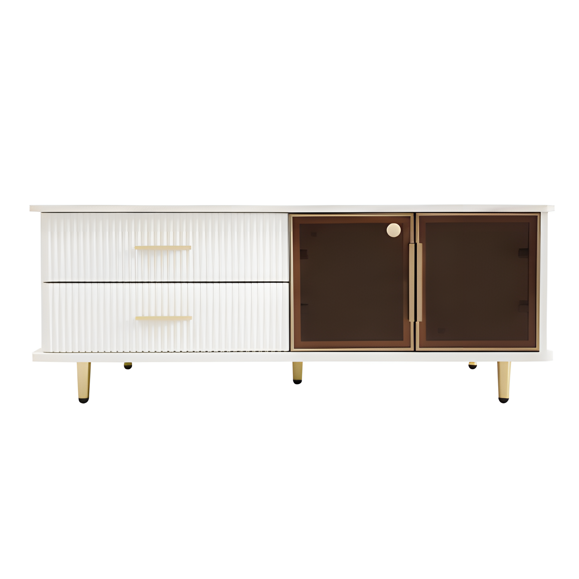 Couchtisch „WaveLux“ – mit Glasfront, Marmoroptik & LED-Beleuchtung | 100 × 50 × 40 cm