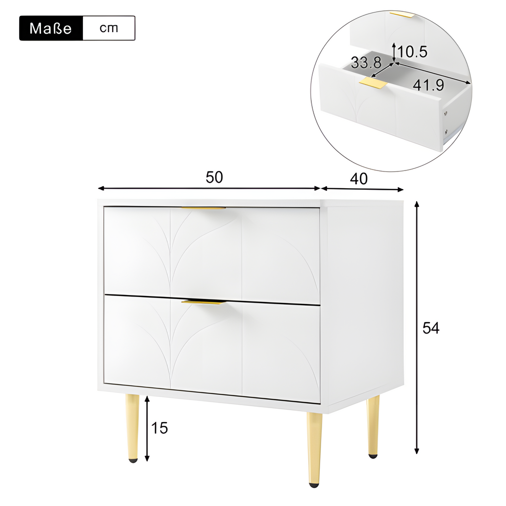 Nachttisch-Set „FLOREA“ – 2er-Set mit floraler Front &amp; Goldakzenten 🌸