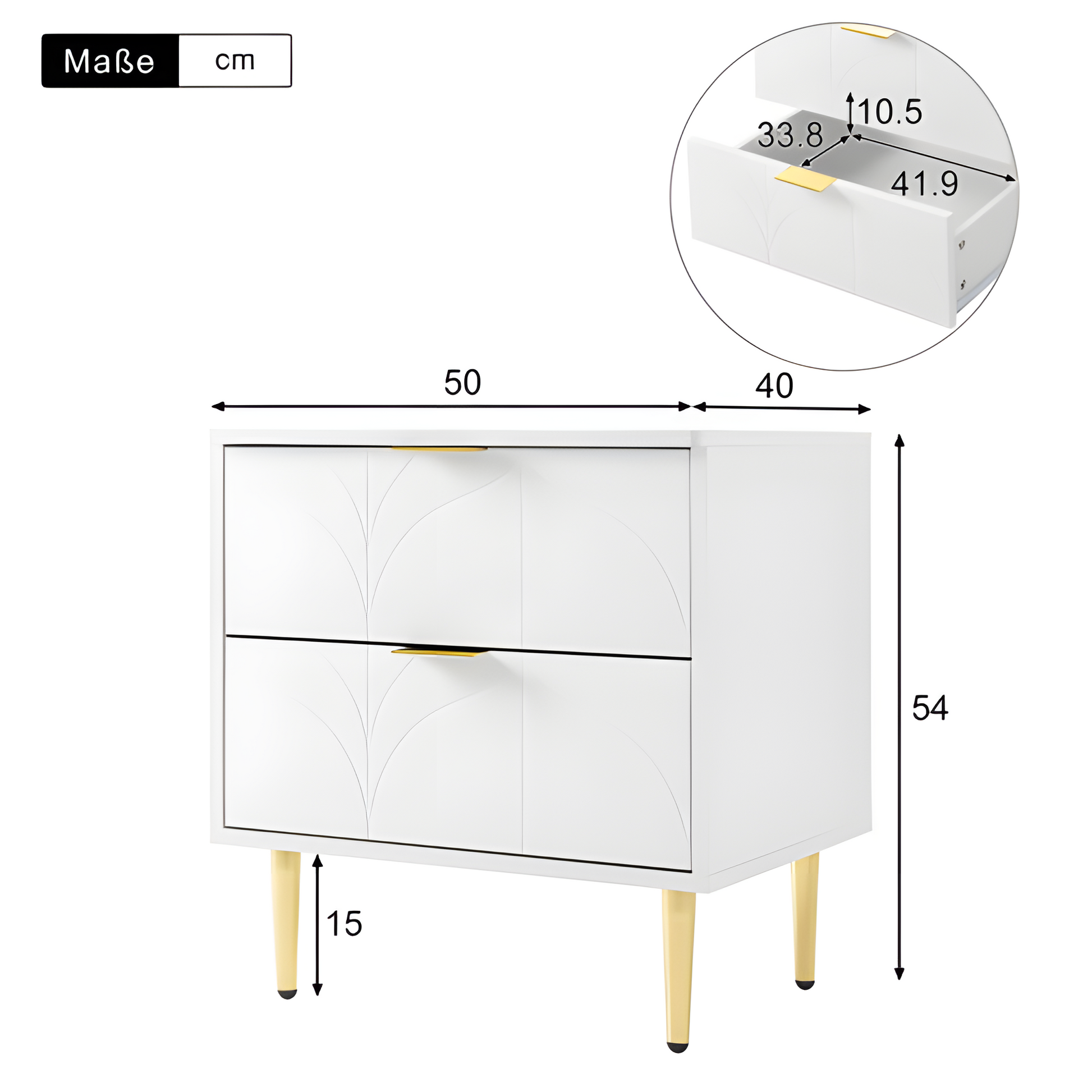 Nachttisch-Set „FLOREA“ – 2er-Set mit floraler Front &amp; Goldakzenten 🌸