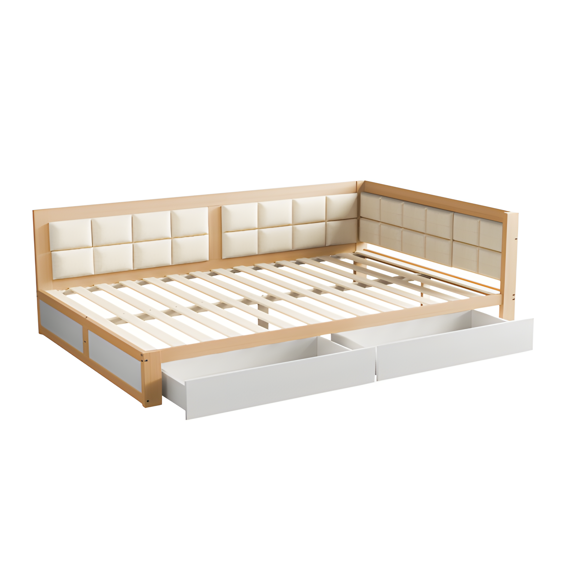 "LIVELIA" Schlafsofa 140×200 cm mit weicher Rückenlehne und Stauraum – Weiß