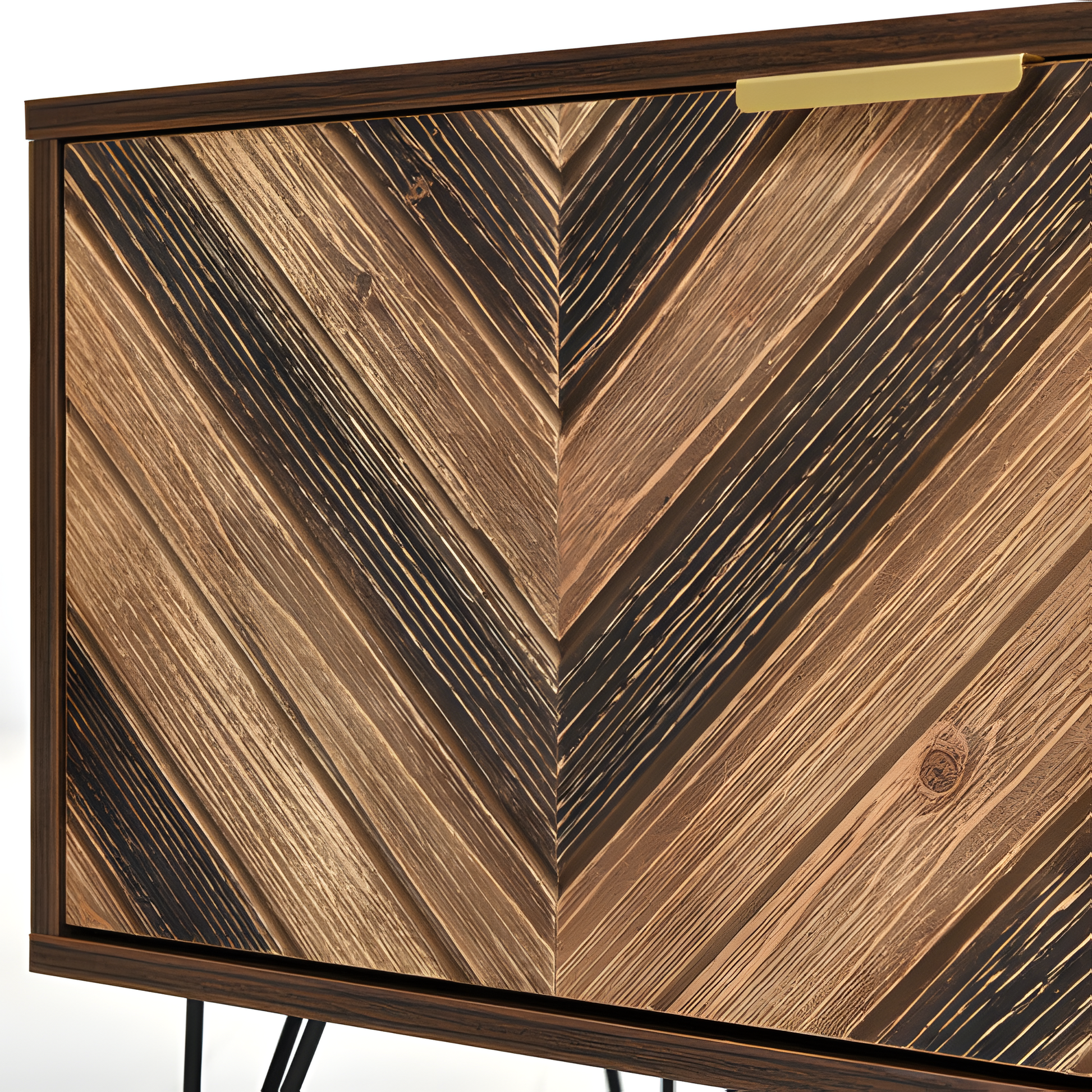 TV-Lowboard „Natura“ – Massivholzfurnier & goldene Griffe | 155 × 38 × 48 cm
