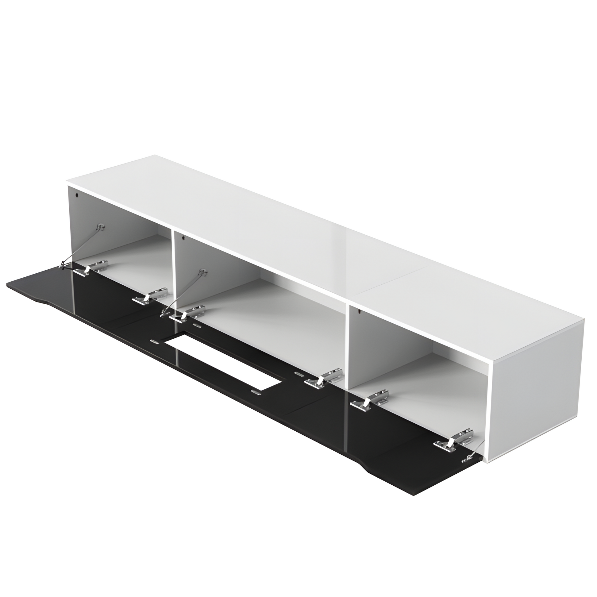 TV-Schrank „Lumino“ – Hochglanz in Schwarz-Weiß mit LED-Beleuchtung | 180 × 35 × 30 cm