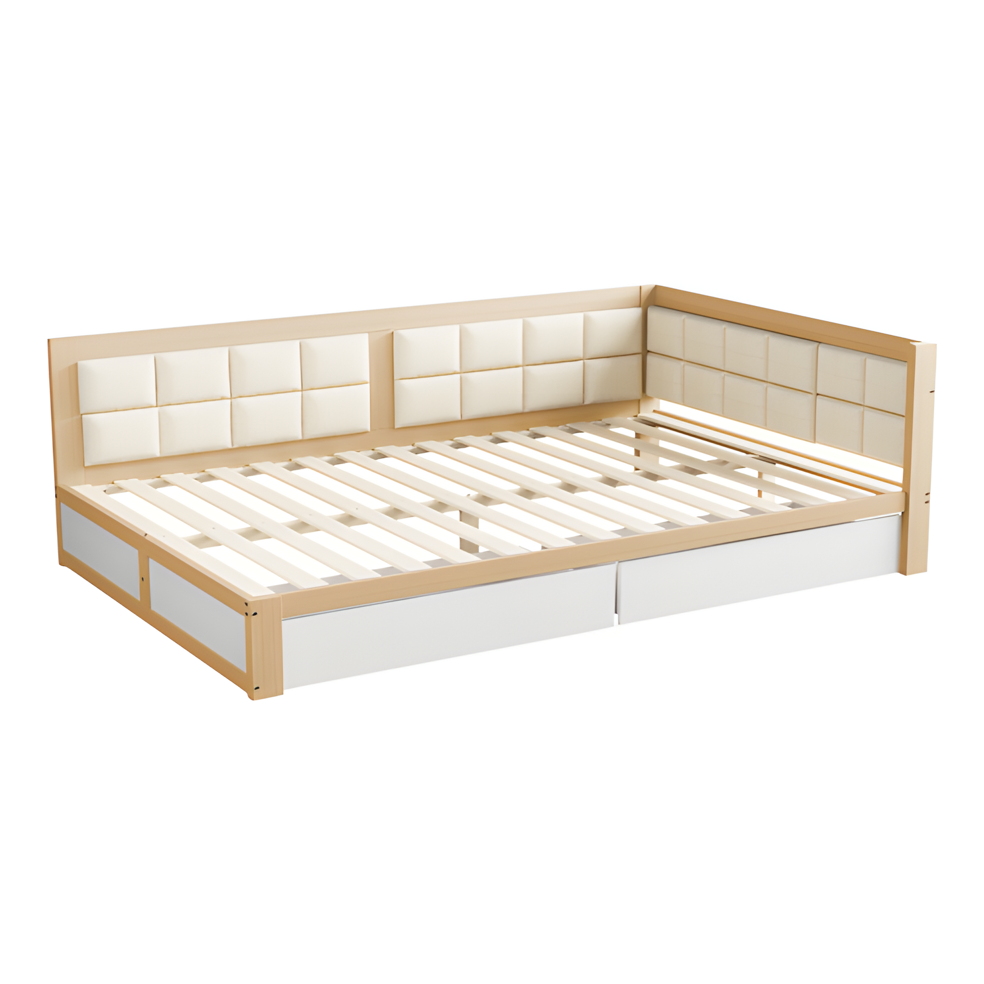 "LIVELIA" Schlafsofa 140×200 cm mit weicher Rückenlehne und Stauraum – Weiß