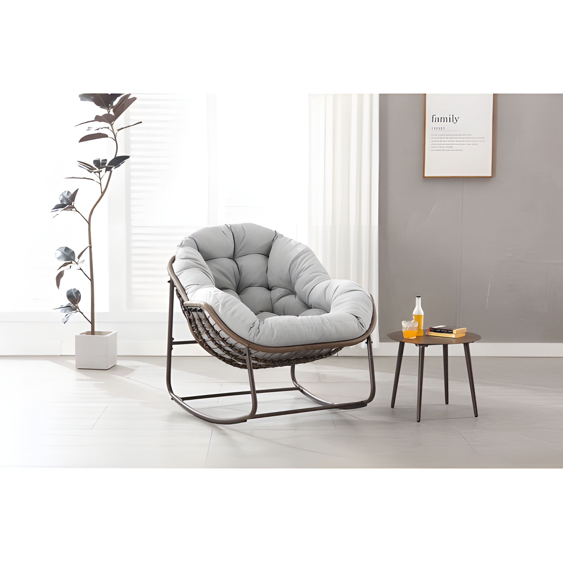 „NORDLOUNGE“ – Outdoor Wicker Schaukelstuhl mit Polsterung