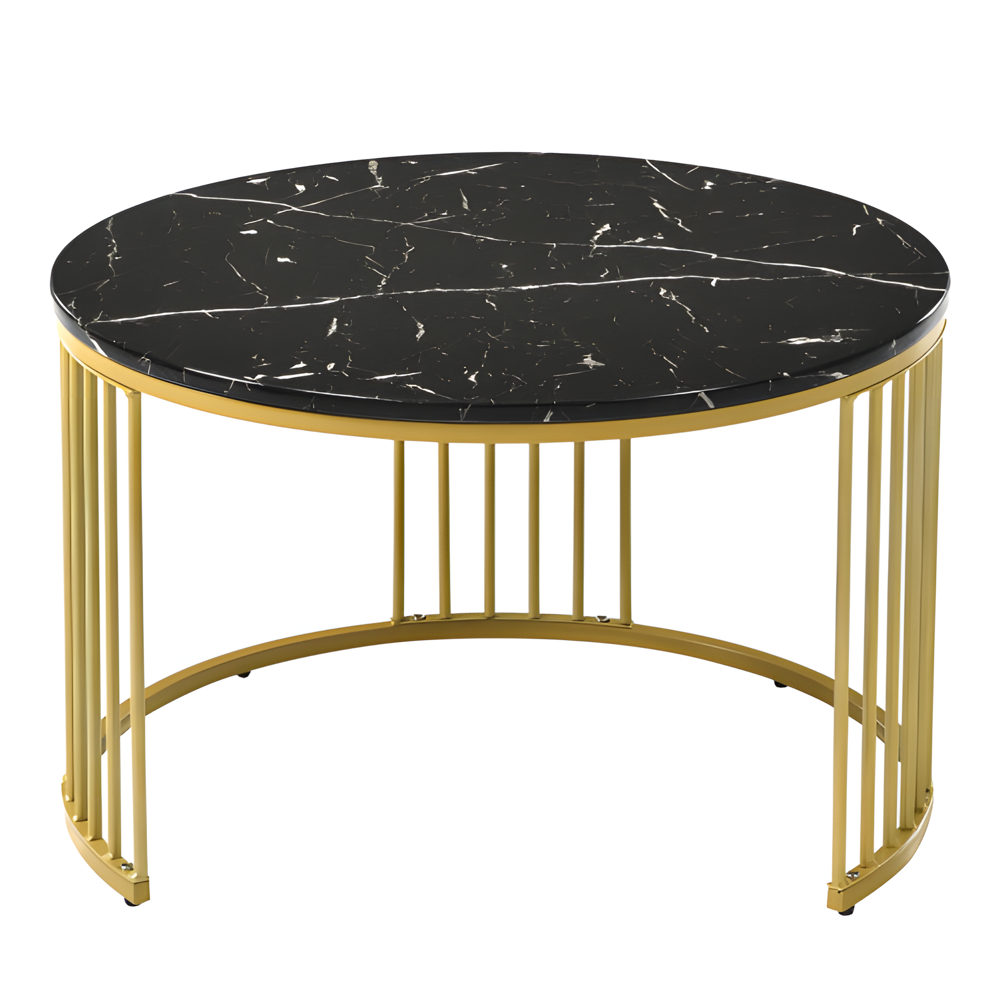 „MARBLA“ – 2er-Set Couchtisch in Marmoroptik & Goldrahmen