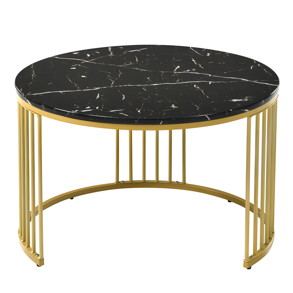 „MARBLA“ – 2er-Set Couchtisch in Marmoroptik & Goldrahmen