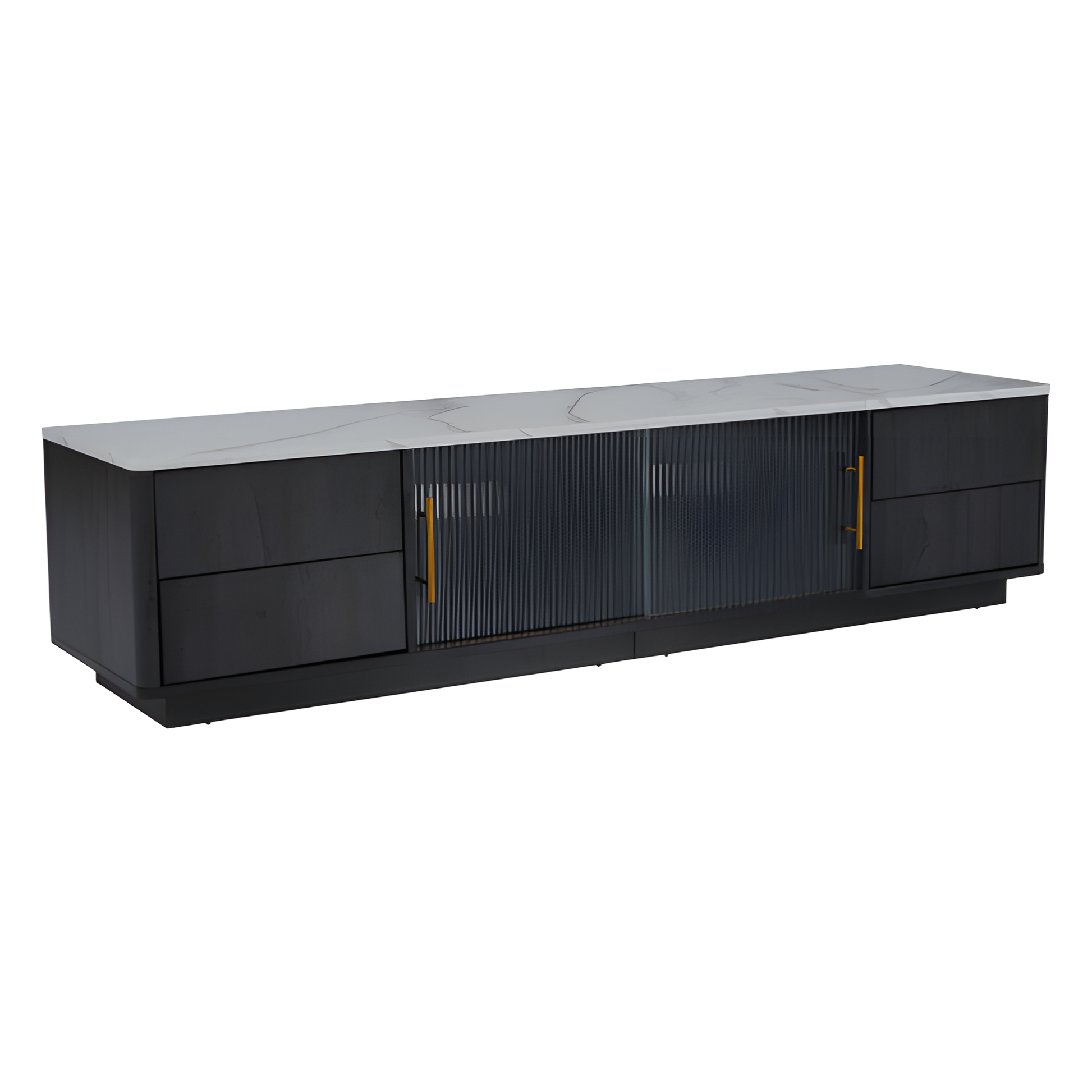 TV-Lowboard „Marno“ – Grau mit Marmoroptik | 160 × 40 × 44,5 cm für Fernseher bis 70"