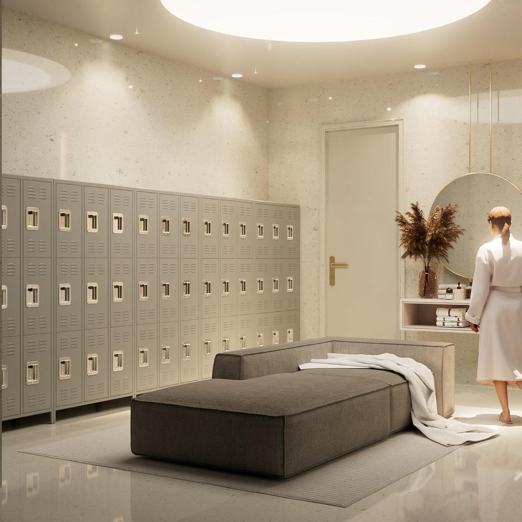 "SUPEER" – Metall-Aktenschrank mit 9 Fächern in Hellgrau (90 × 40 × 183 cm)