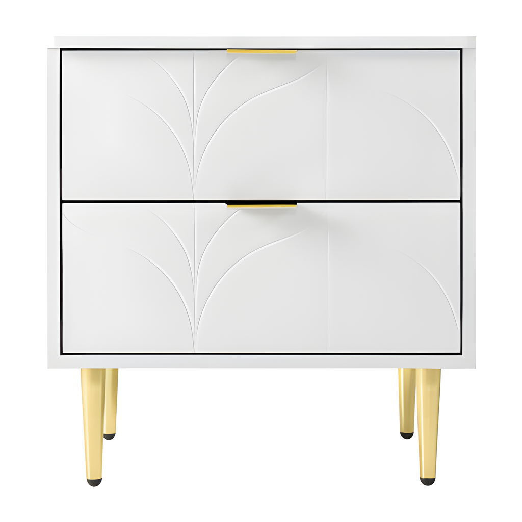 Nachttisch-Set „FLOREA“ – 2er-Set mit floraler Front &amp; Goldakzenten 🌸