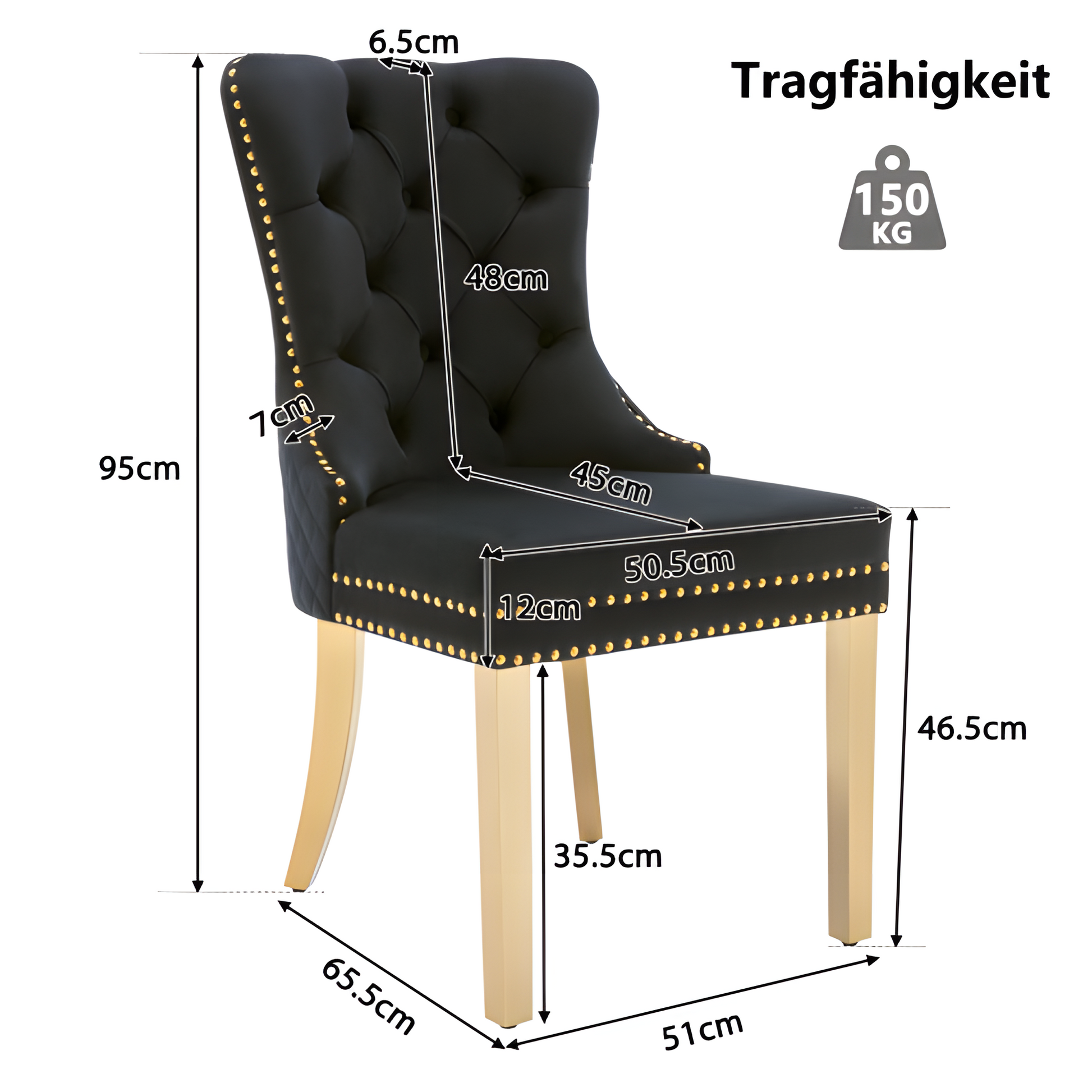 Esszimmerstuhl "NOIR" – 2er-Set mit Samt, Gold & Stil ✨