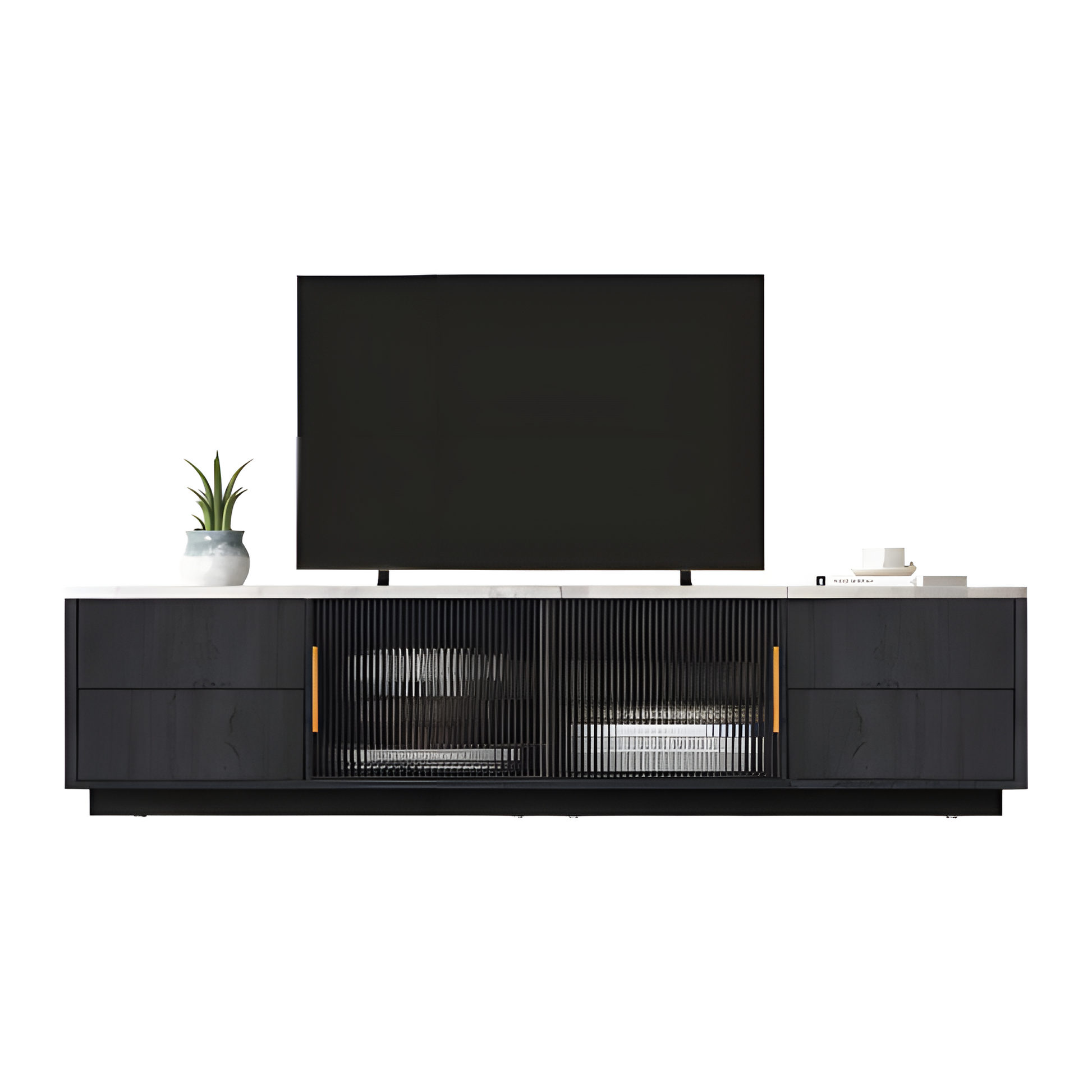 TV-Lowboard „Marno“ – Grau mit Marmoroptik | 160 × 40 × 44,5 cm für Fernseher bis 70"
