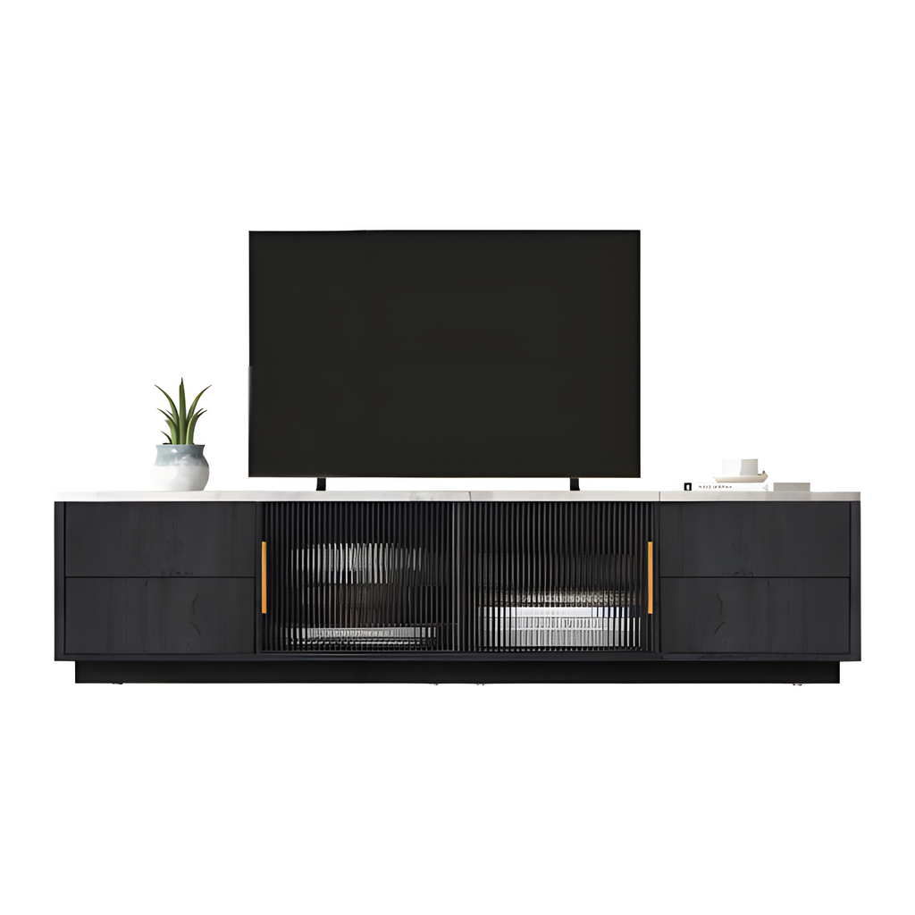 TV-Lowboard „Marno“ – Grau mit Marmoroptik | 160 × 40 × 44,5 cm für Fernseher bis 70"