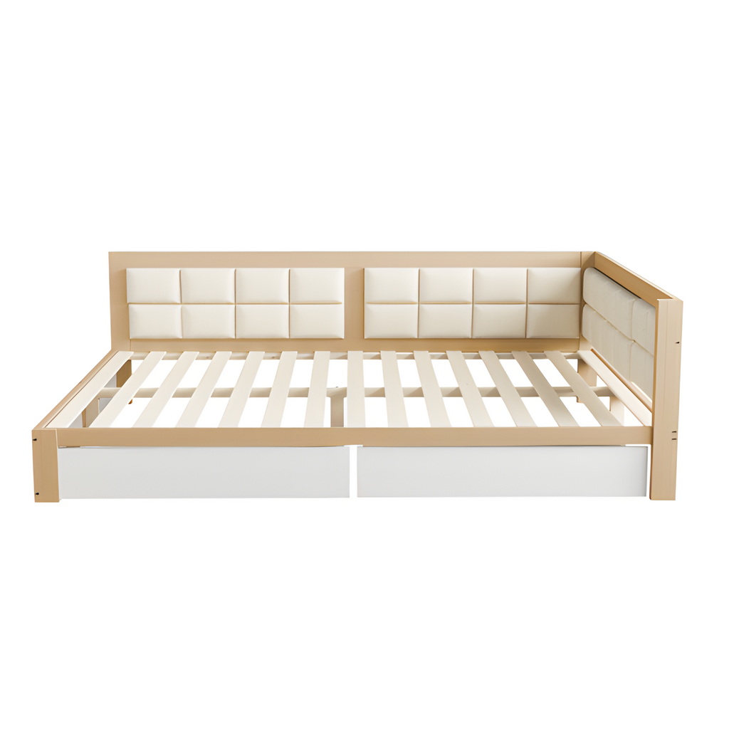 "LIVELIA" Schlafsofa 140×200 cm mit weicher Rückenlehne und Stauraum – Weiß