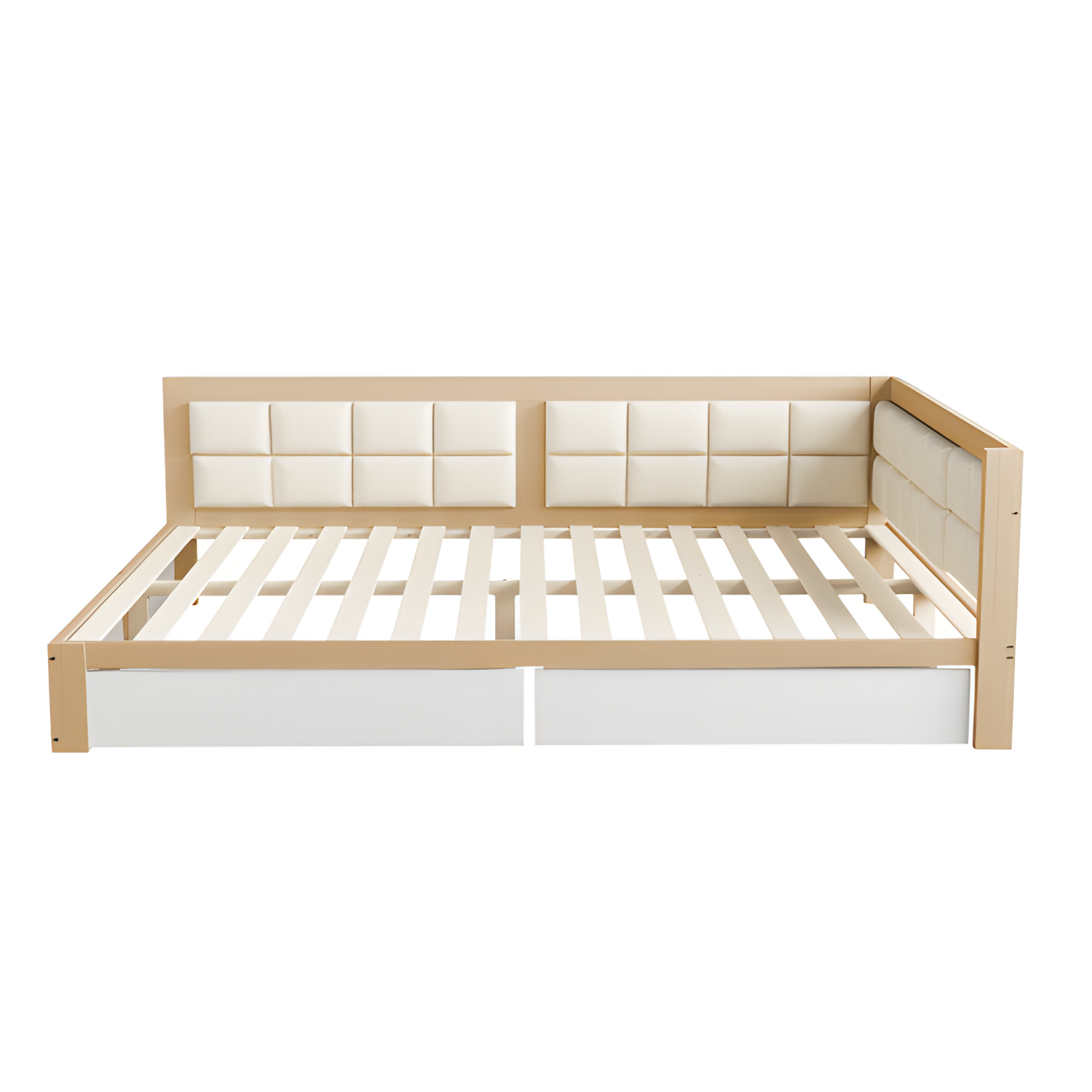"LIVELIA" Schlafsofa 140×200 cm mit weicher Rückenlehne und Stauraum – Weiß