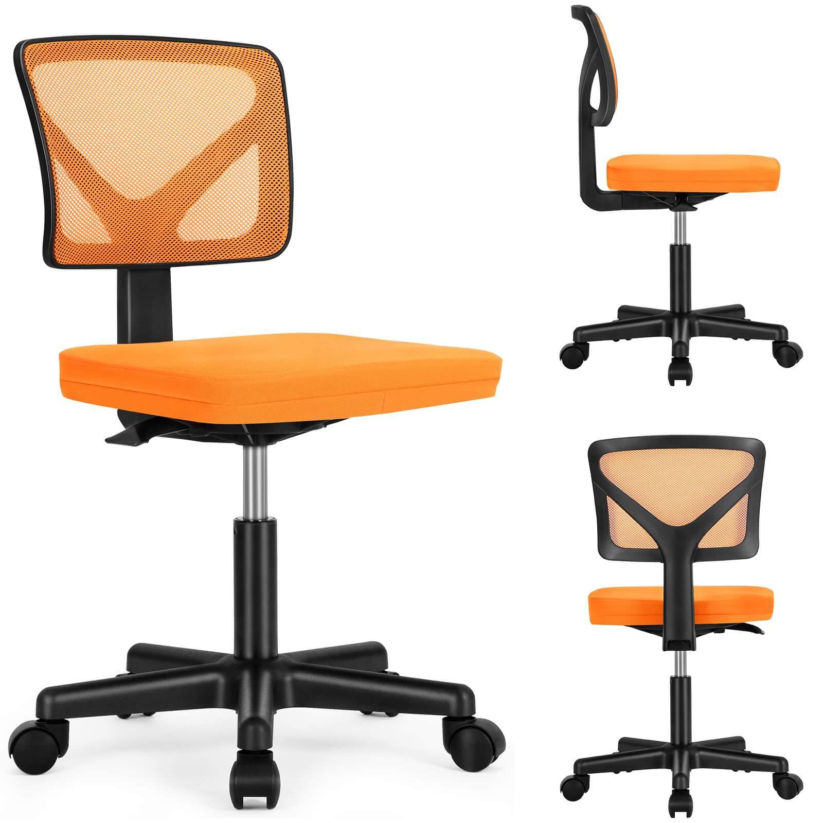 "SOLUNA" – Ergonomischer Drehstuhl ohne Armlehnen (Gelb, Orange, Blau)