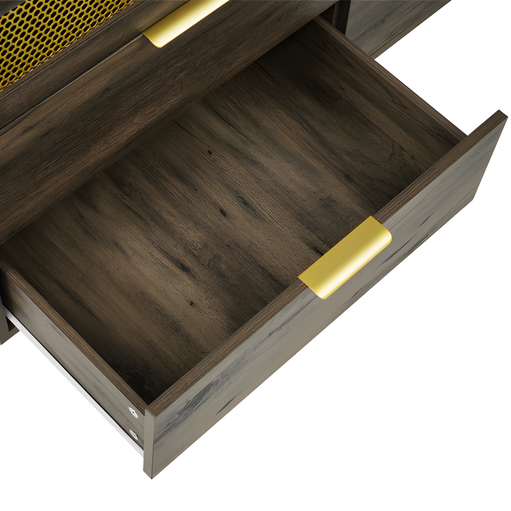 Sideboard „Ravena“ – 120 cm Kommode in Dunkelbraun mit Metallakzenten