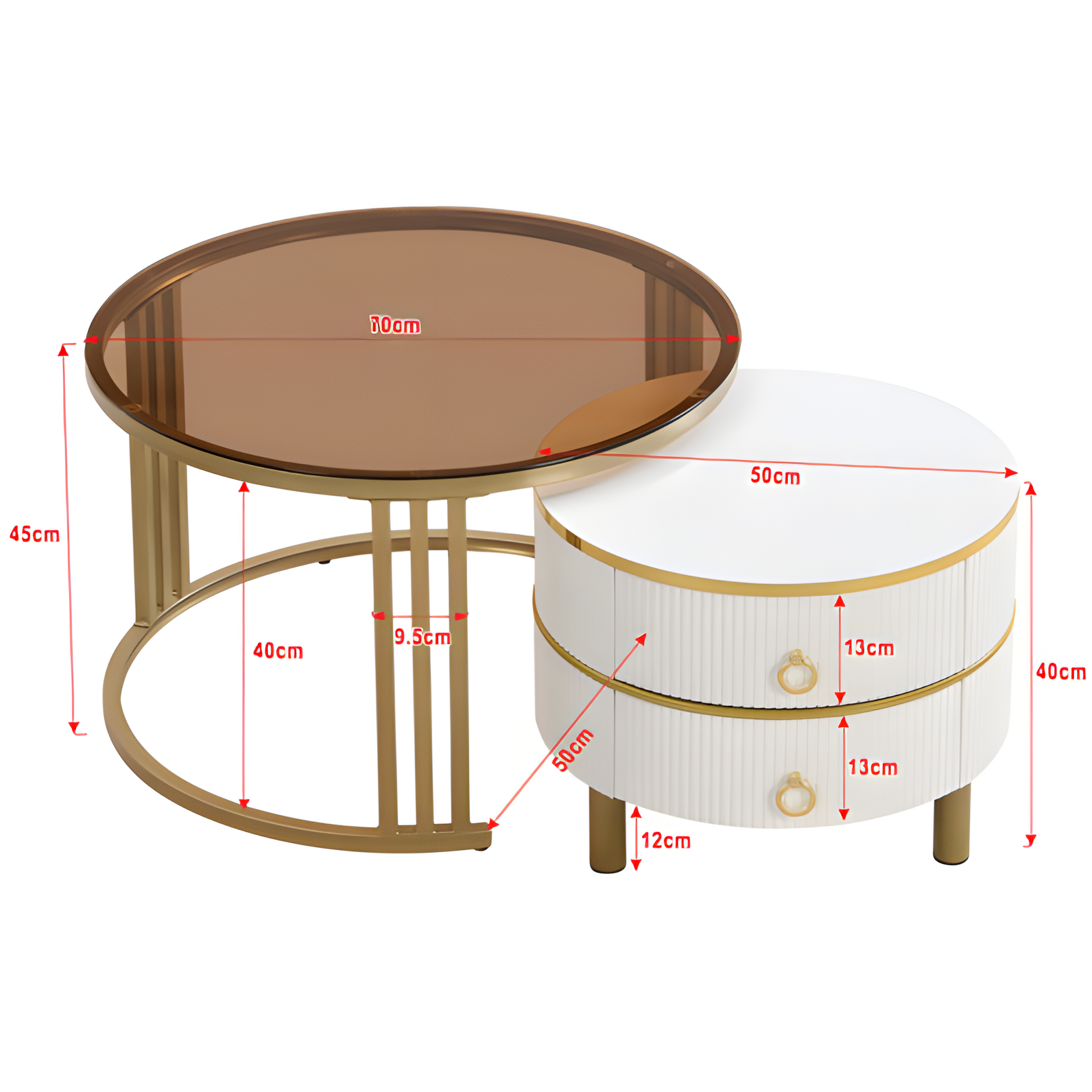 „DUOTABLE“ – 2-in-1 Couchtisch-Set in Hochglanz & Glasoptik
