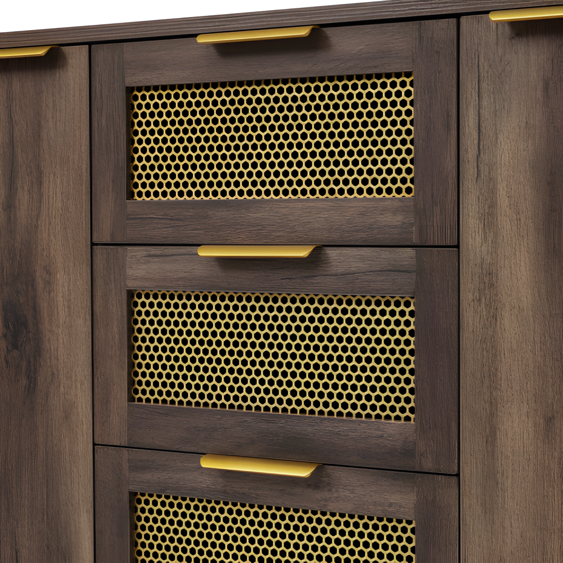 Sideboard „Ravena“ – 120 cm Kommode in Dunkelbraun mit Metallakzenten