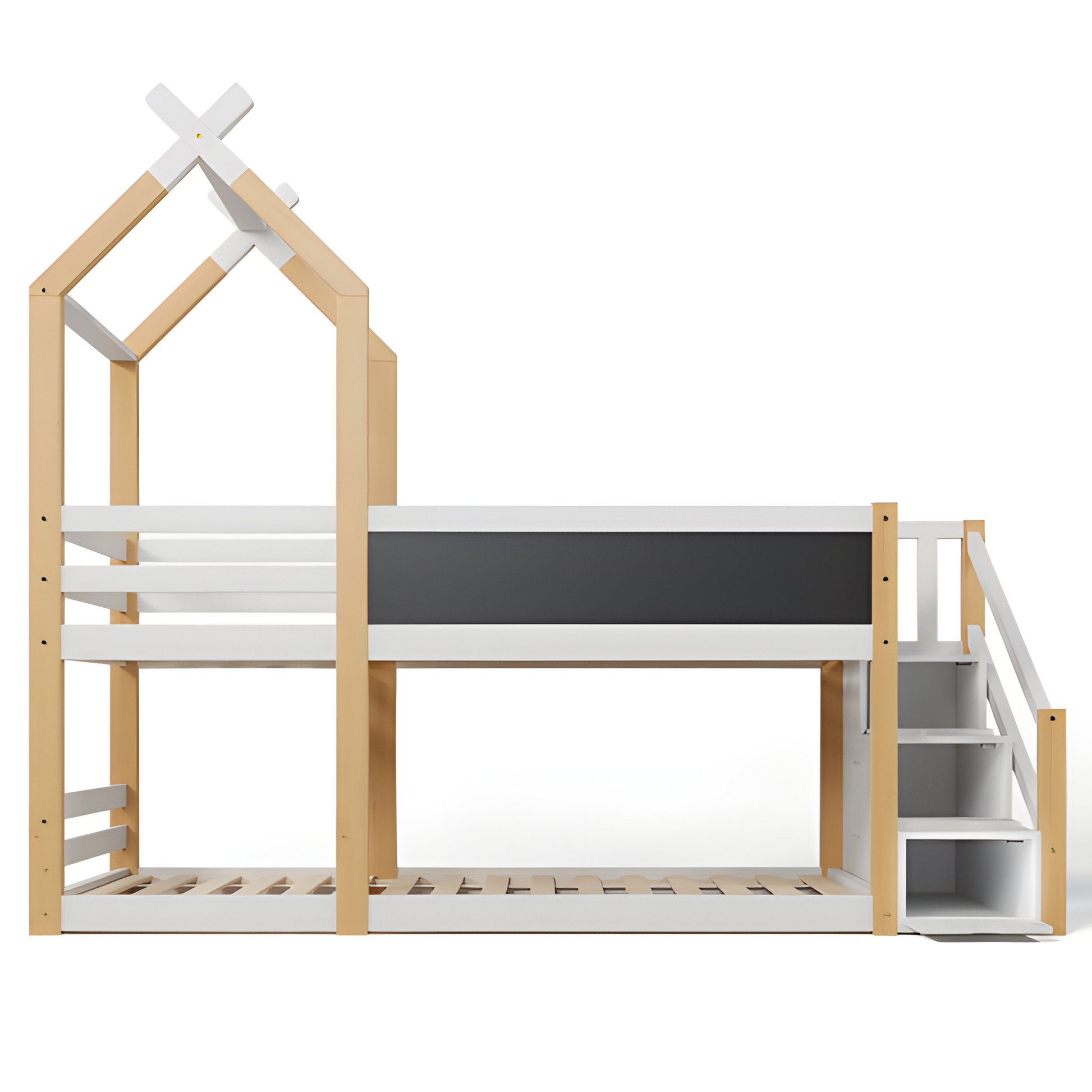 Kinderbett „LUNO“ – Baumhaus-Hochbett mit Tafel & Stauraum 🌳