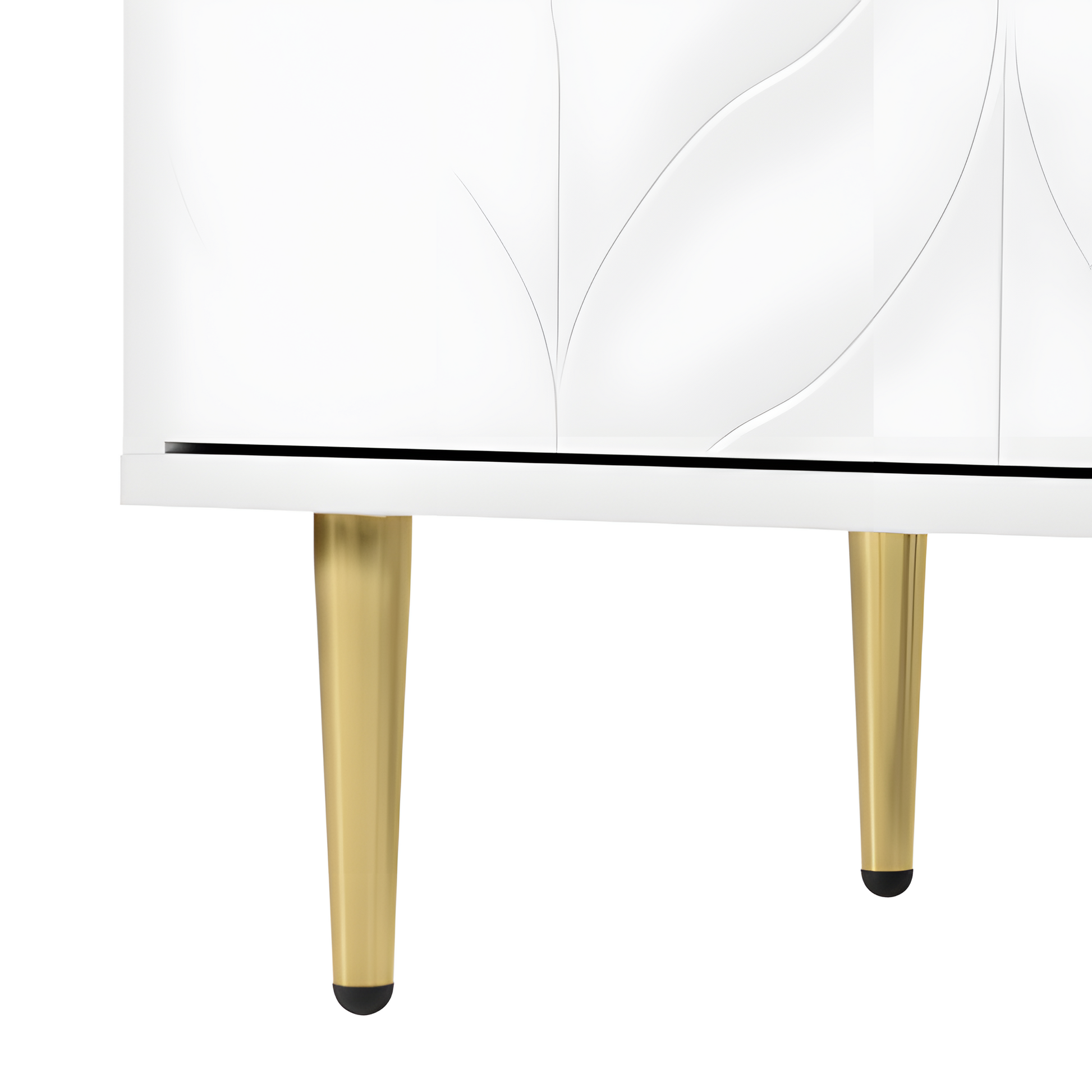 Sideboard Liora – Weiß mit Goldakzenten & Blumenmuster | 127 × 45 × 75 cm