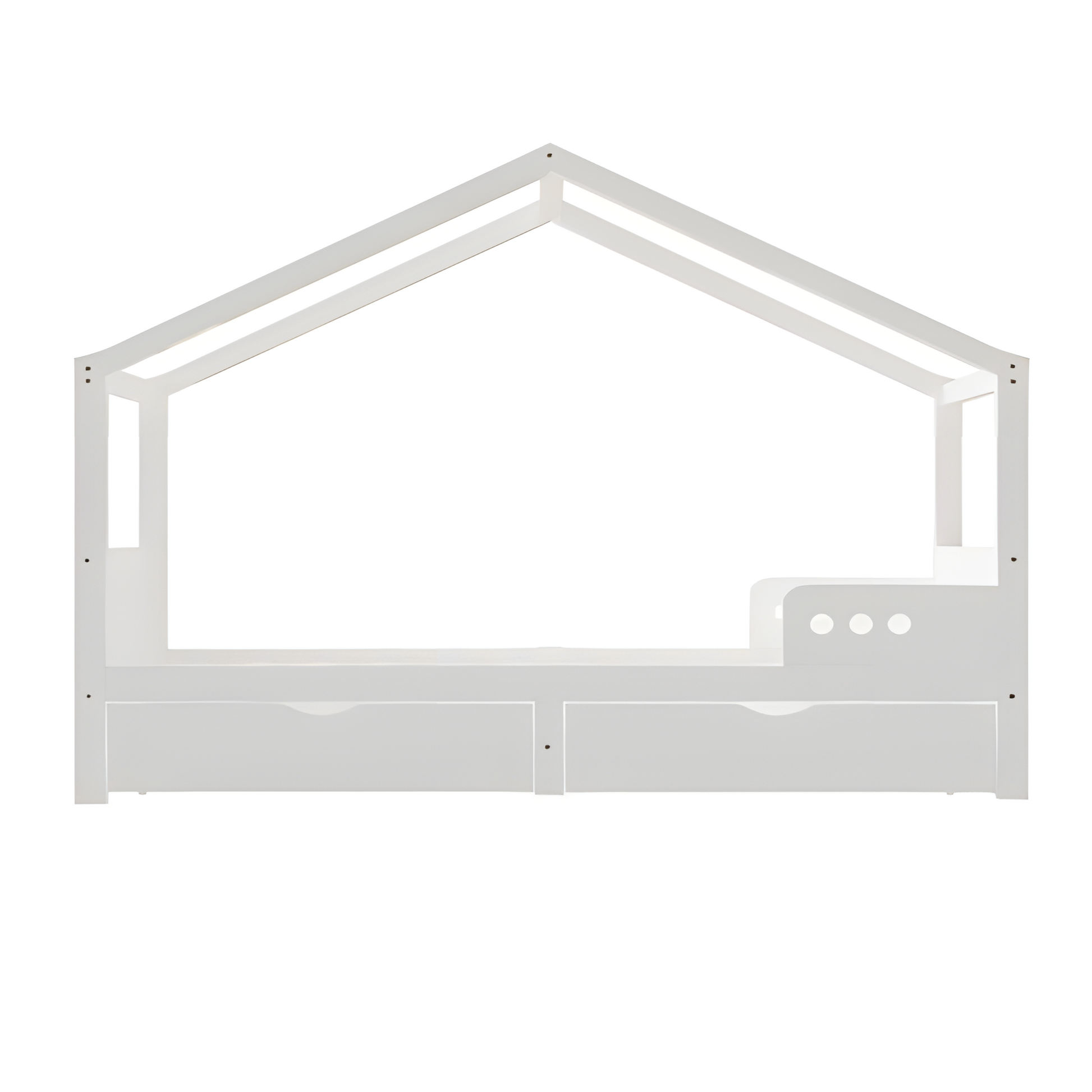 🛏️ "LITTLE HAVEN" Kinderbett mit Doppelschublade & Dachrahmen – 90x200 cm, Massivholzholz