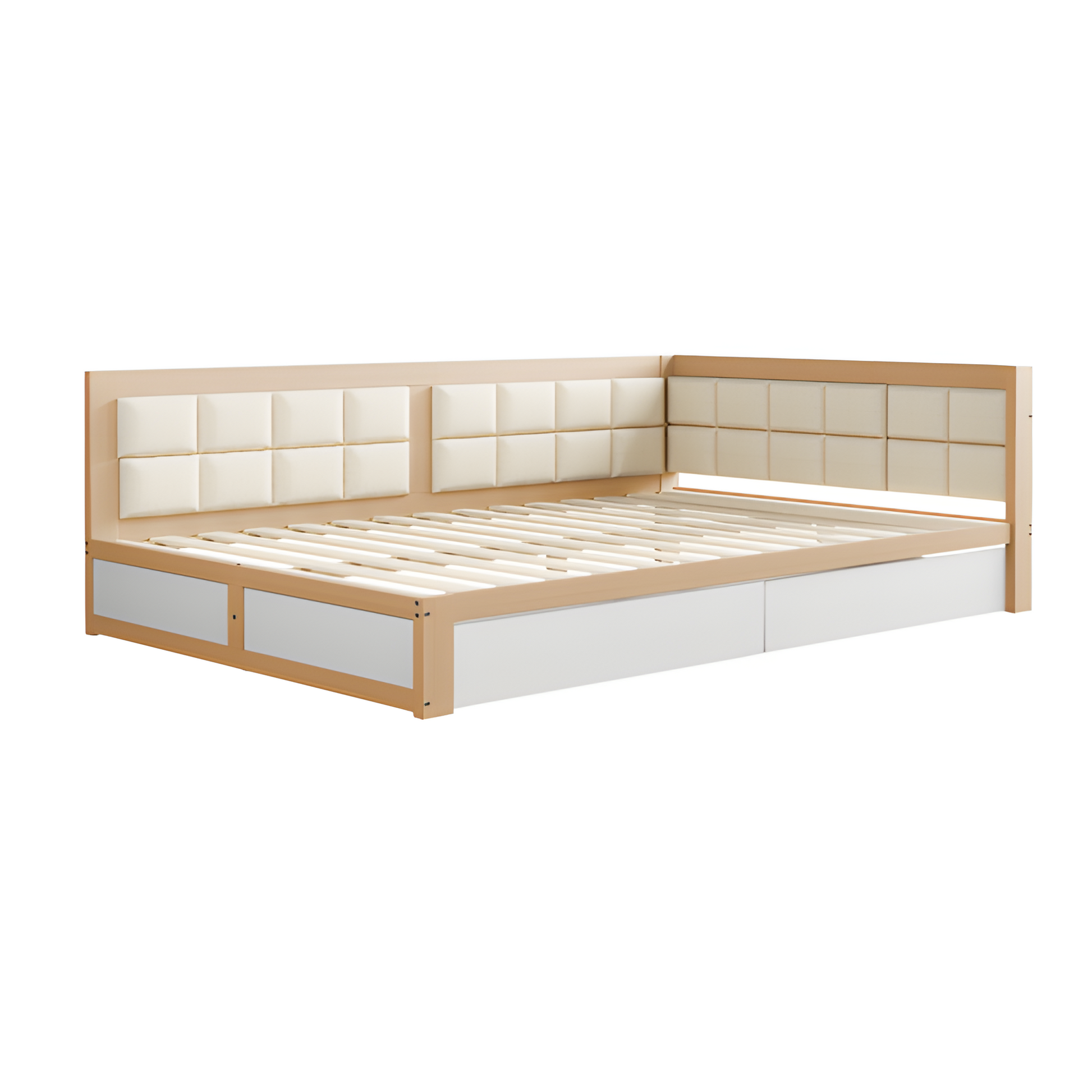 "LIVELIA" Schlafsofa 140×200 cm mit weicher Rückenlehne und Stauraum – Weiß