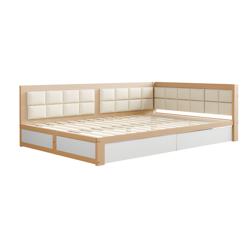 "LIVELIA" Schlafsofa 140×200 cm mit weicher Rückenlehne und Stauraum – Weiß