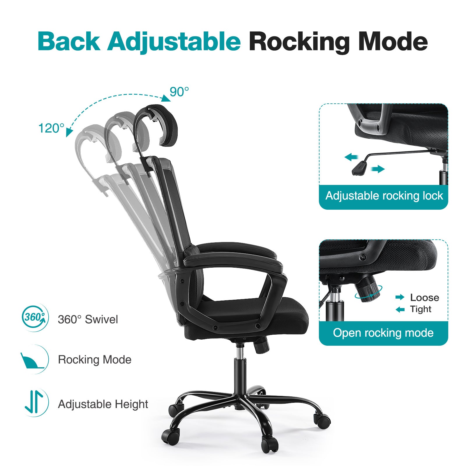 "ZHUMI" Highback Bürostuhl Schwarz