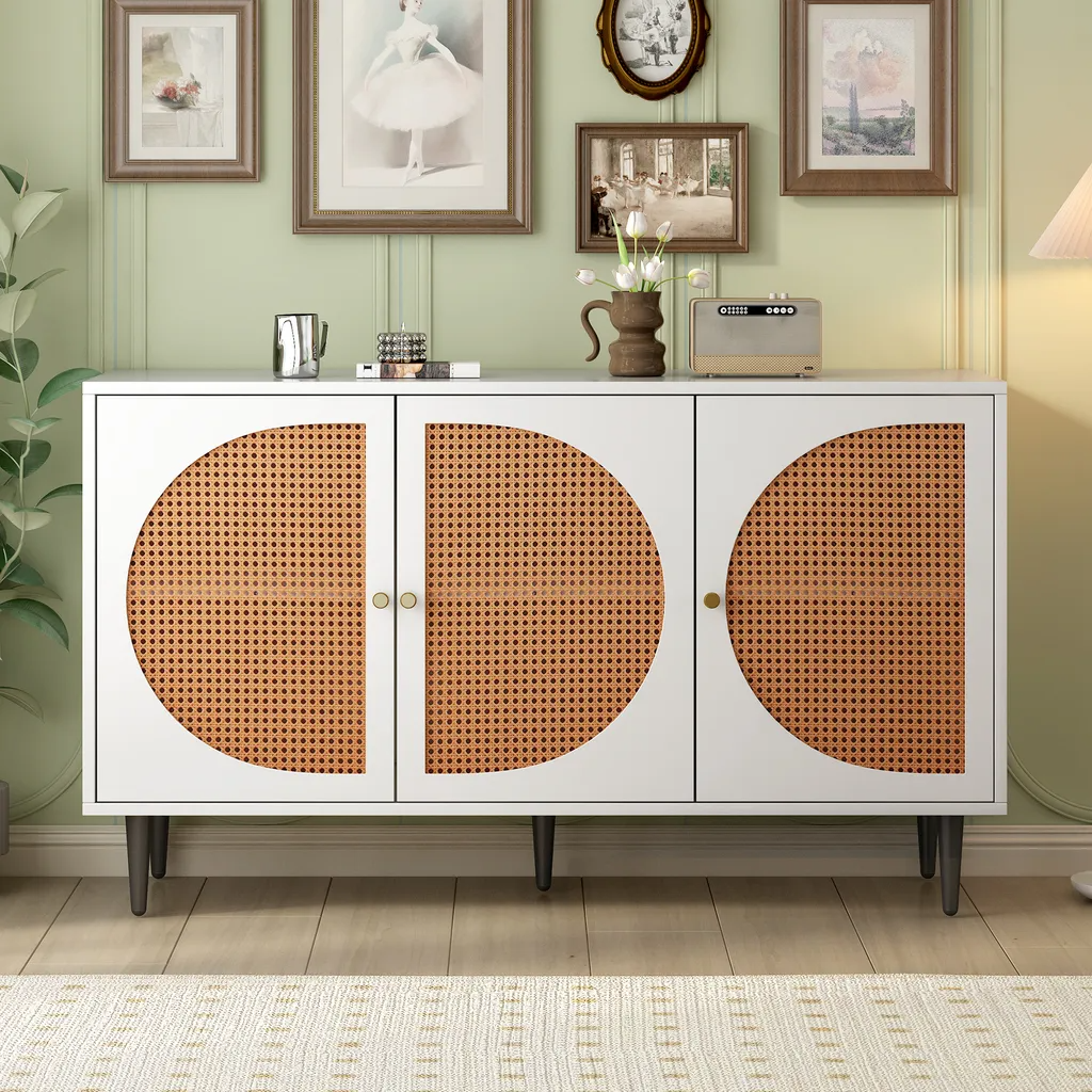 Sideboard Lena – Weiß – 129×40×76 cm