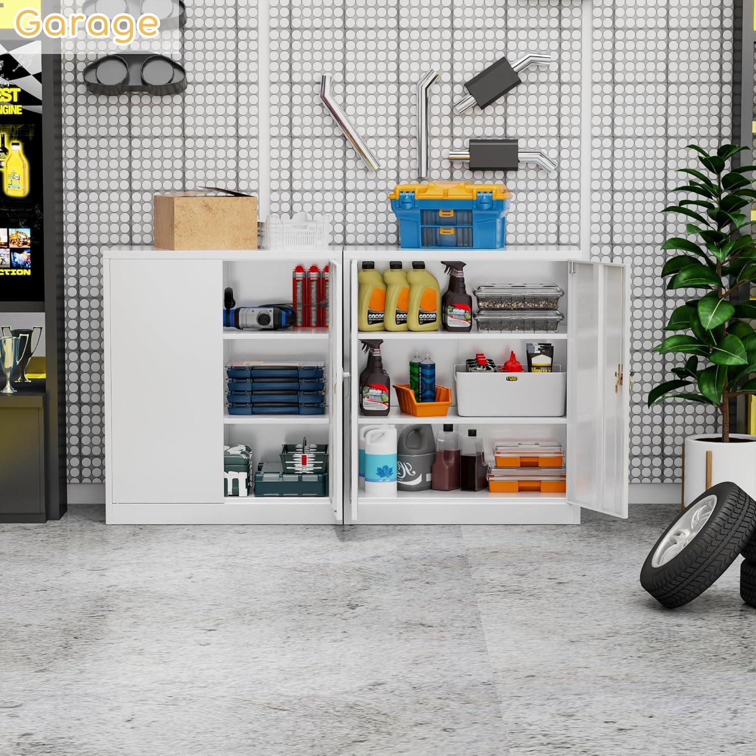 "SUPEER" – Metall-Aktenschrank mit 2 verstellbaren Einlegeböden (90 × 80 × 40 cm) – Schwarz oder Weiß